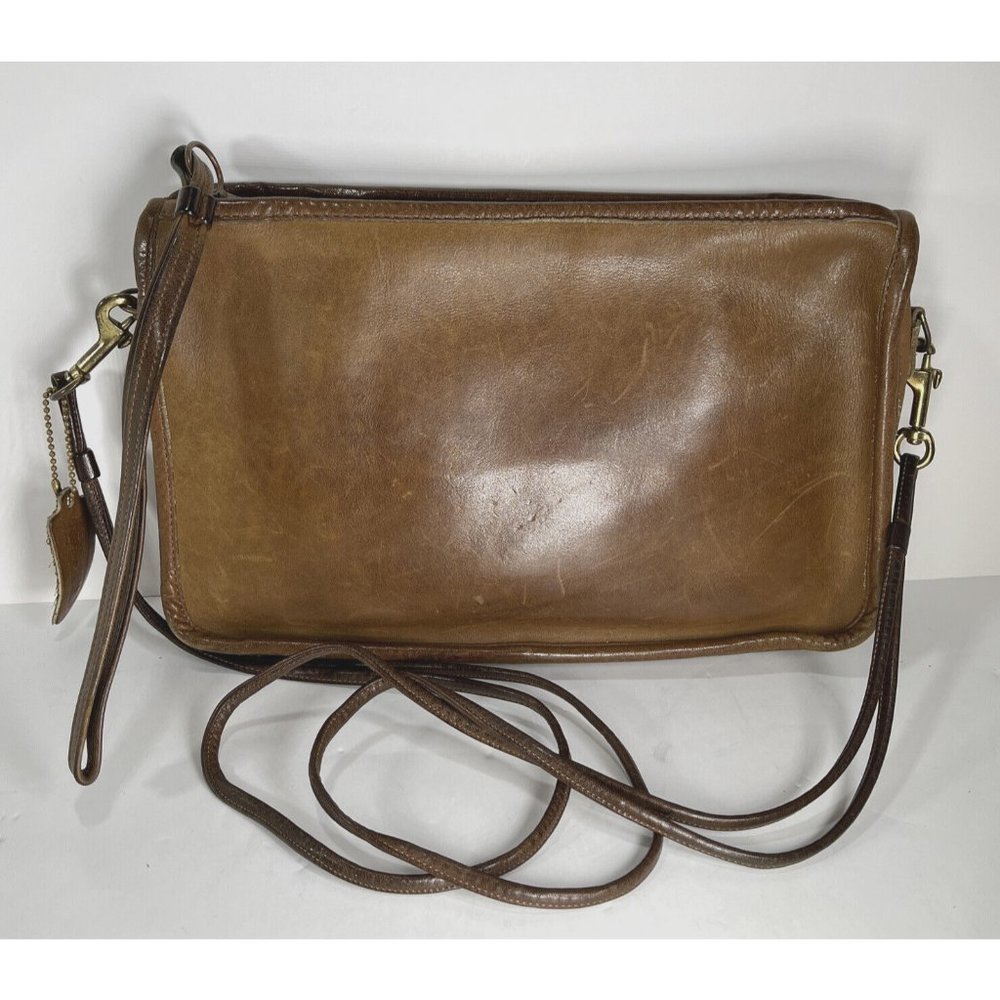 Coach Bonnie Cashin Vintage Small Brown Leather  Shoulder Bag - Distressed